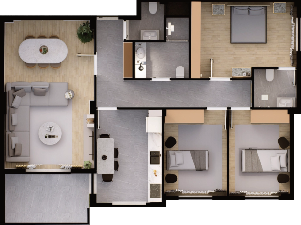 2. Etap 3+1 Kat Planı